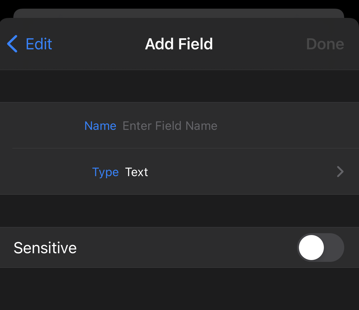 Add new field to an Item on iOS device in Enpass